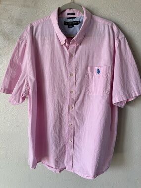 U.S. Polo Assn. Short-Sleeve Button-Down Shirt in  Pink Gingham. Size 3X